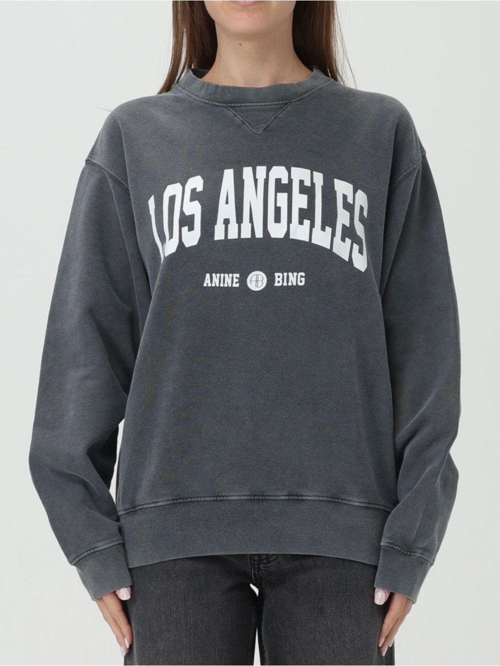 Anine Bing Charcoal 'Los Angeles' Crewneck Sweatshirt size small